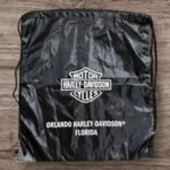 Harley Davidson Florida Orlando Black Drawstring Bag - Picture 1 of 5
